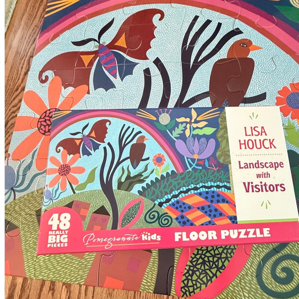 Lisa Houck Landscape with Visitors Floor Puzzle‎ Pomegranate Kids 48 Big Pieces